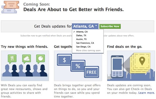 Facebook Deals et l'achat groupé